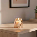 Porta Velas de Vidrio con Cordon y Colgante
