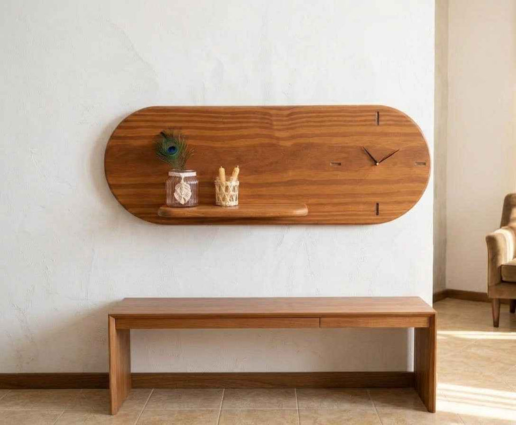 Reloj de Pared Oval con Estante