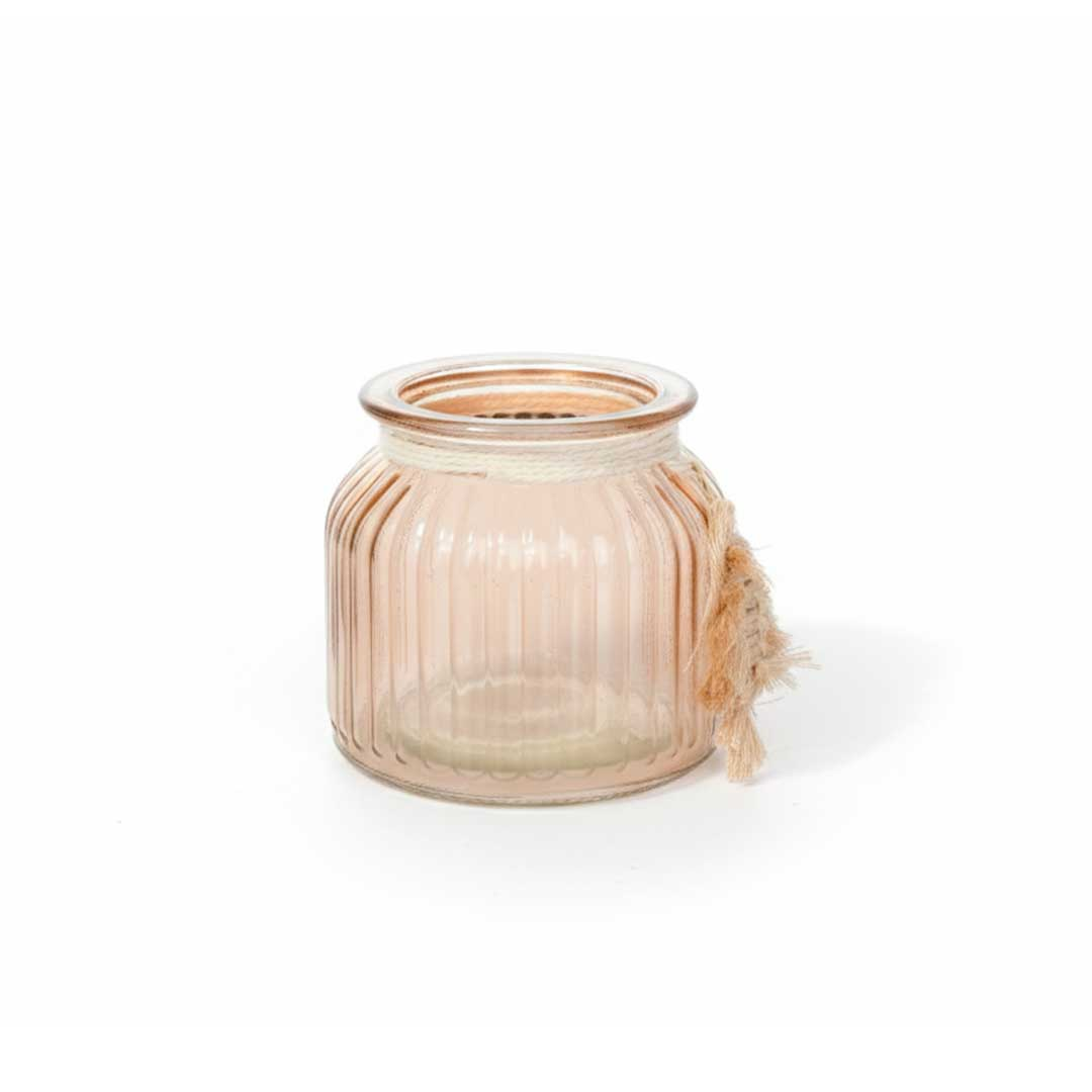 Porta Velas de Vidrio con Cordon y Colgante