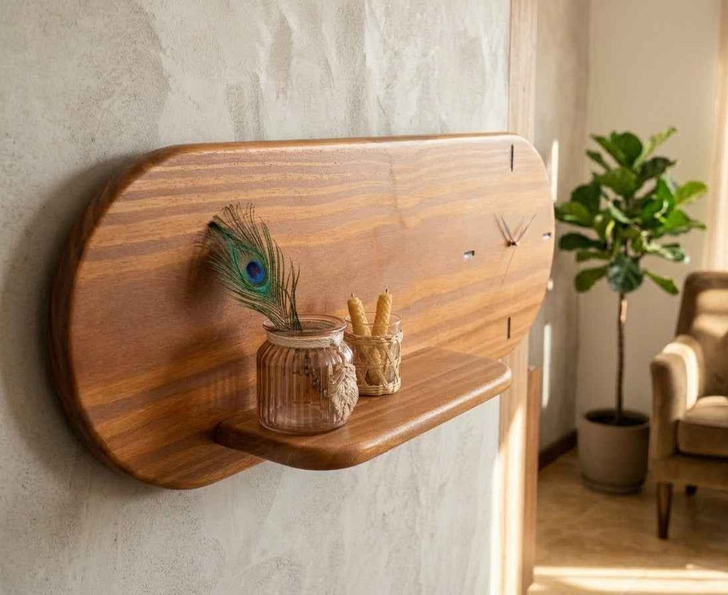 Reloj de Pared Oval con Estante