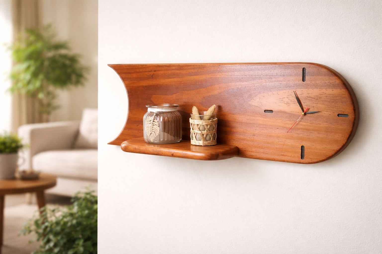 Reloj de Pared Flecha Curva con Estante