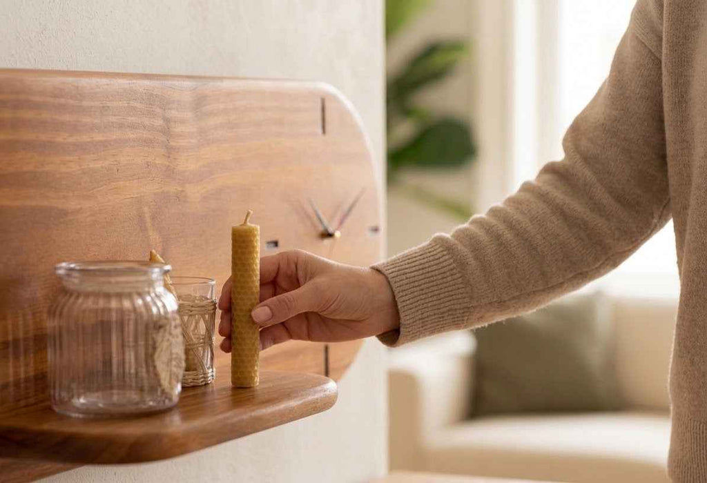 Reloj de Pared Oval con Estante